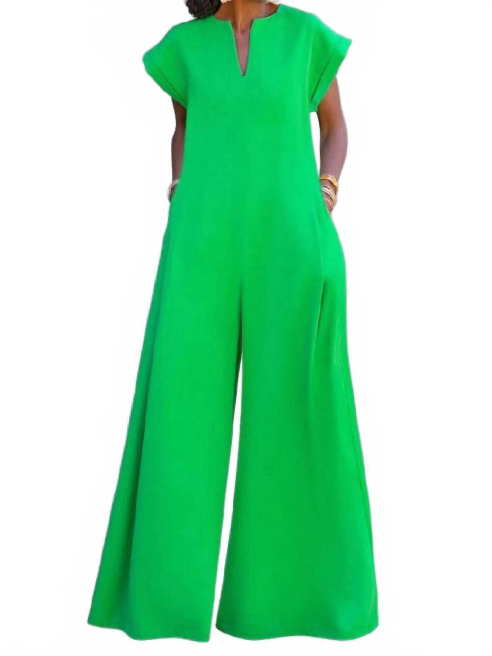 NEW UZWHOLESALE wide leg pocket jumpsuit in green